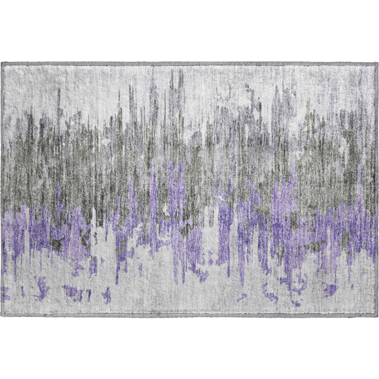 Premium Machine Washable Prisco Purple Rug