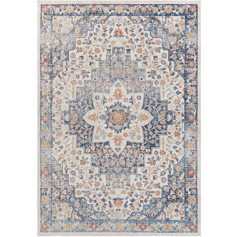 Tapis d'intérieur / extérieur bleu marine Enciso, Rectangle 6 pi 7 po x 9 pi