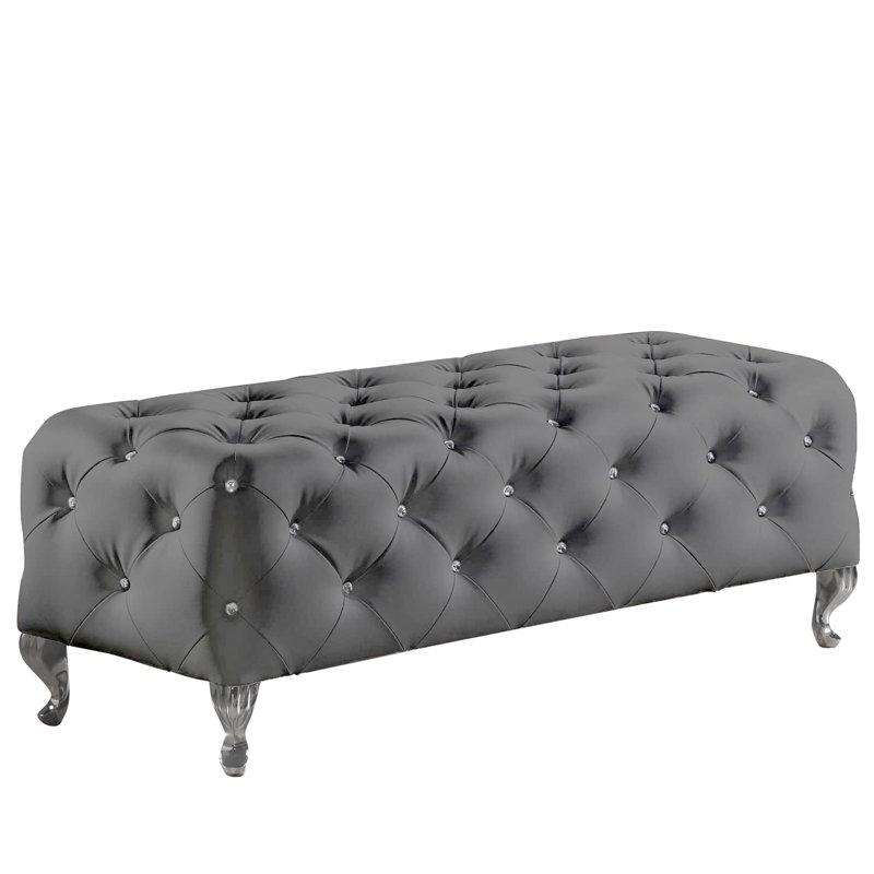 Cronk 130cm Wide Tufted Rectangle Solid Colour Standard Ottoman, Grey