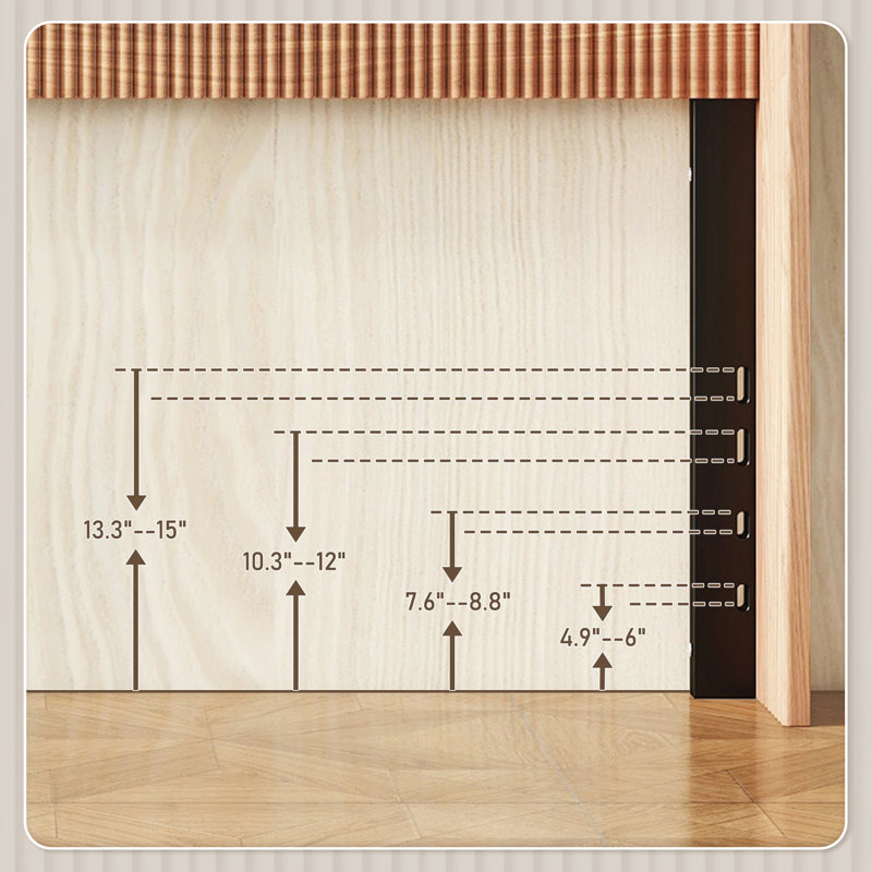 Tête de lit bohème chic pour grand lit, chêne doré, avec tête de lit en bois synthétique et structure en bois, structure à panneaux cannelés style Mid-Century