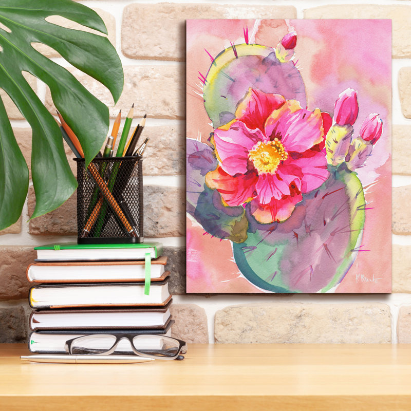 «Cactus Bloom I» par Paul Brent, art mural sur toile, H 16 po x l 12 po x P 0,75 po