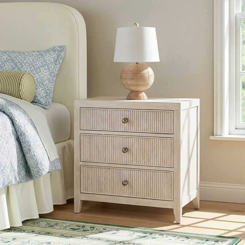 Caterina 3-Drawer Nightstand, White Oak
