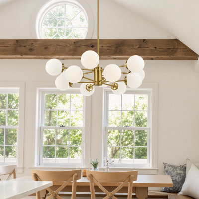  12-Light Dimmable Modern Globe Sputnik Chandelier in Gold