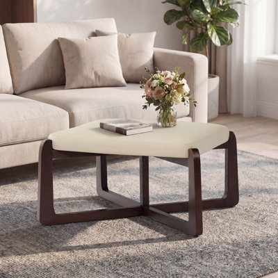 24" Wide Faux Leather Upholstered Square Ottoman