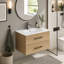 Meuble-lavabo mural de 76 cm (30 pouces) avec lavabo en céramique, double tiroir et longue poignée en métal