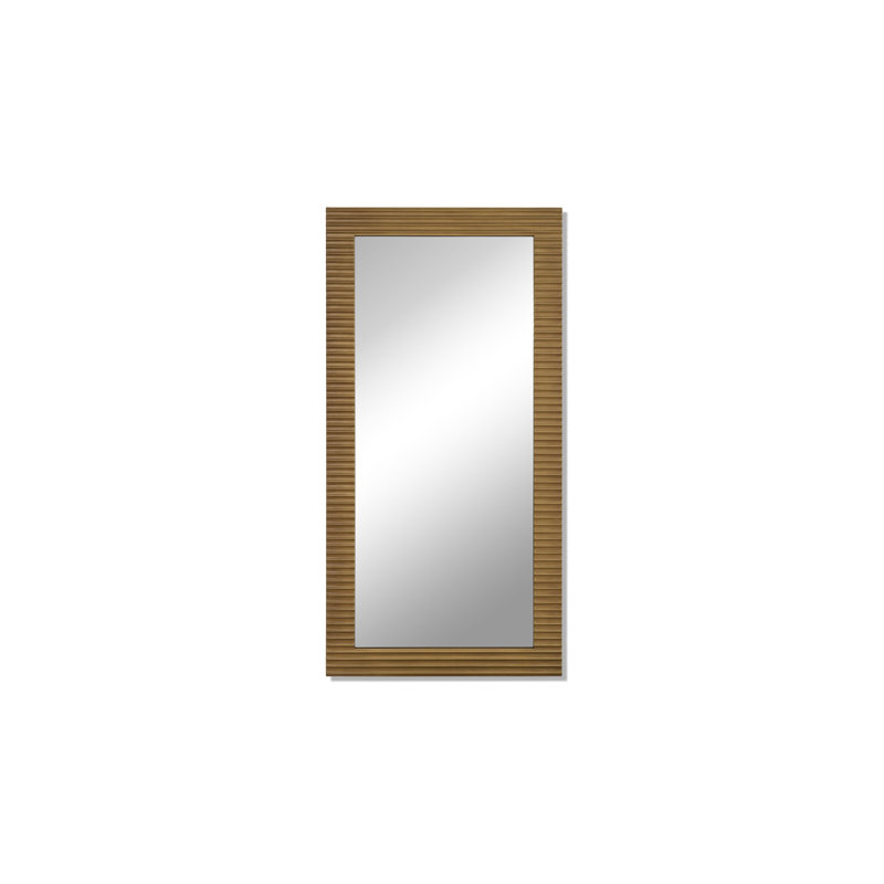 Jakaree Wood Rectangle Mirror, Brushed Brass