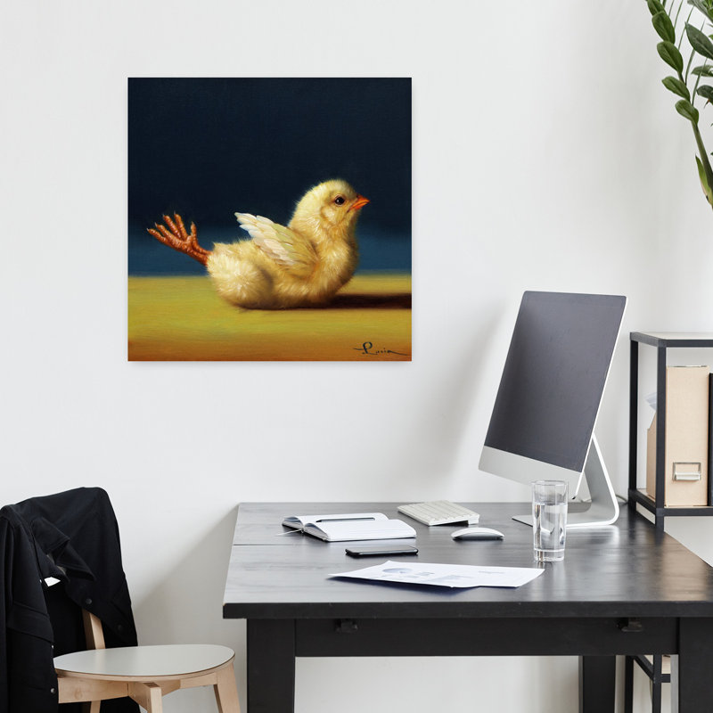 Yoga, poussin, criquet, art urbain contemporain, H 18 po x l 18 po
