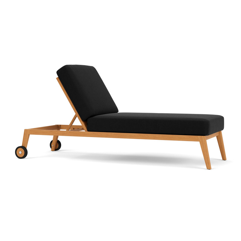 Alpine Outdoor Teak Chaise Lounge, Canvas Black