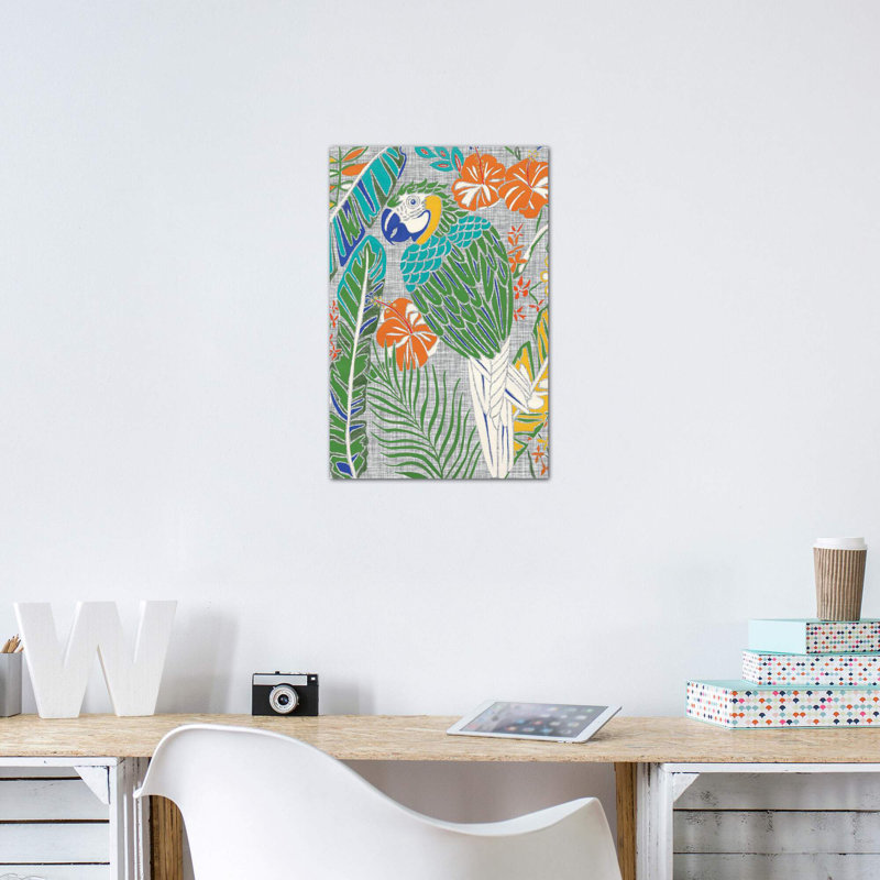 Tropical Macaw by Chariklia Zarris - Print, Wrapped Canvas, No Mat, 40" H x 26" W x 1.5" D