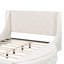 Lit plateforme tapissier en velours avec tête de lit à oreilles, 1 grand tiroir et 2 tabourets de rangement latéraux (beige)-304417775