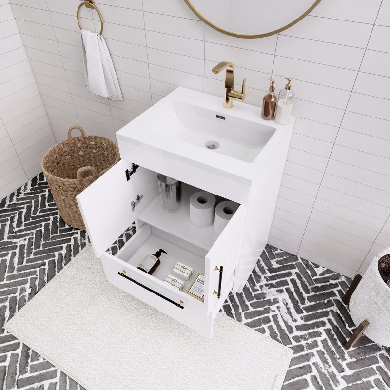 Spring Single Bathroom Vanity, White, 24"