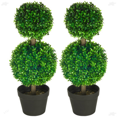 2 Ball Boxwood Topiary Tree For Home Office, Living Room Decor