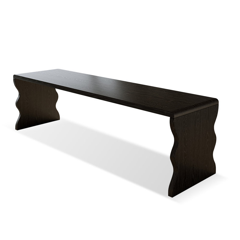 Bureau rectangulaire en bois massif noir, H 29,53 po x l 86,61 po x P 31,5 po