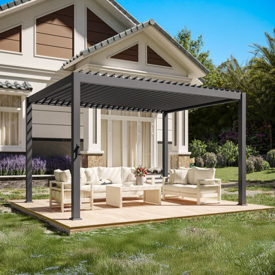 Pergola de patio à cadre en aluminium avec toit à persiennes réglable