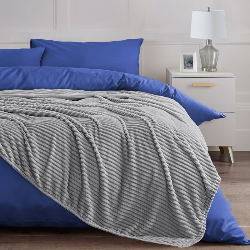Thermal Supersoft Snug Cord Throw Blanket, Grey