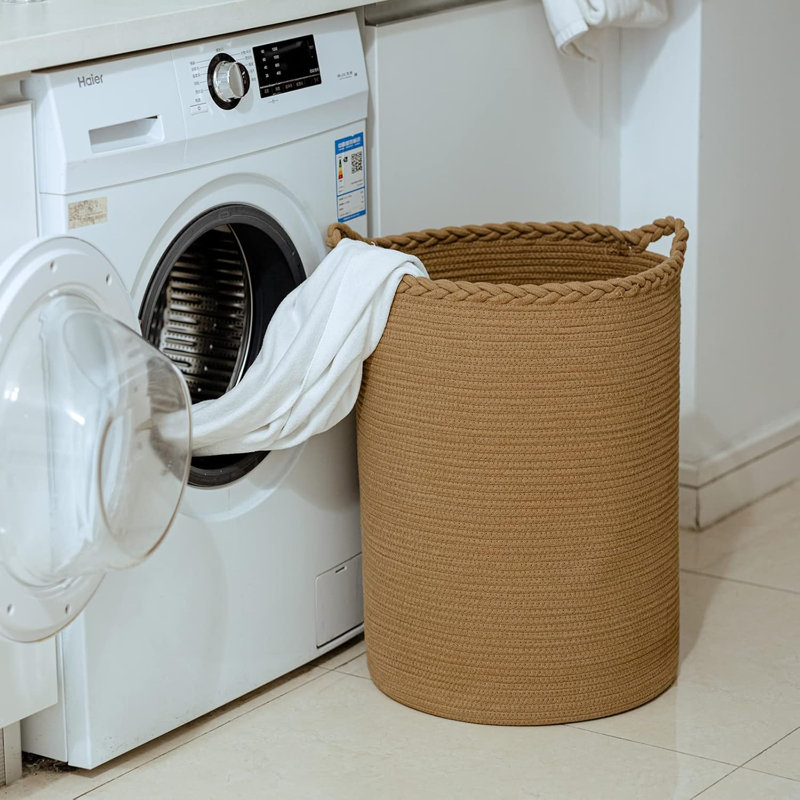 Extra Large 72L Cotton Woven Laundry Hamper Basket With Handles, Collapsible Storage Organizer For Blankets, Pillows, Toys, And Shoes