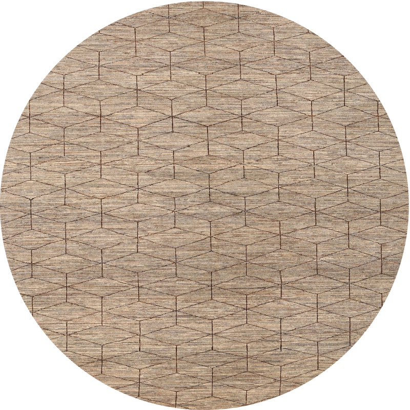 Tapis contemporain gris, Rond 5 pi