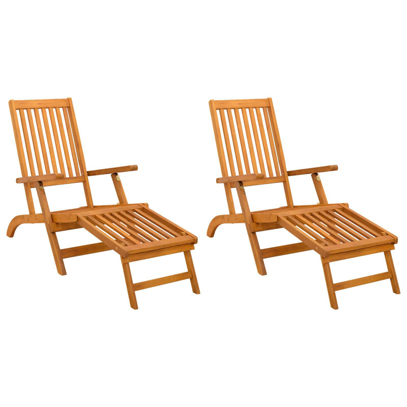 146cm Long Acacia Chaise Lounge Set