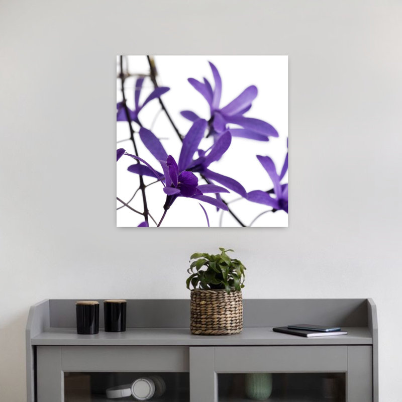 Art floral contemporain mauve, H 18 po x l 18 po