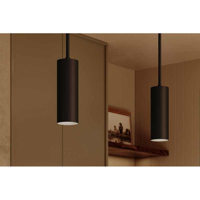 Luxe 1 - Light LED Pendant, 17 W, Satin Black, 56" H x 2.5" W x 2.5" D