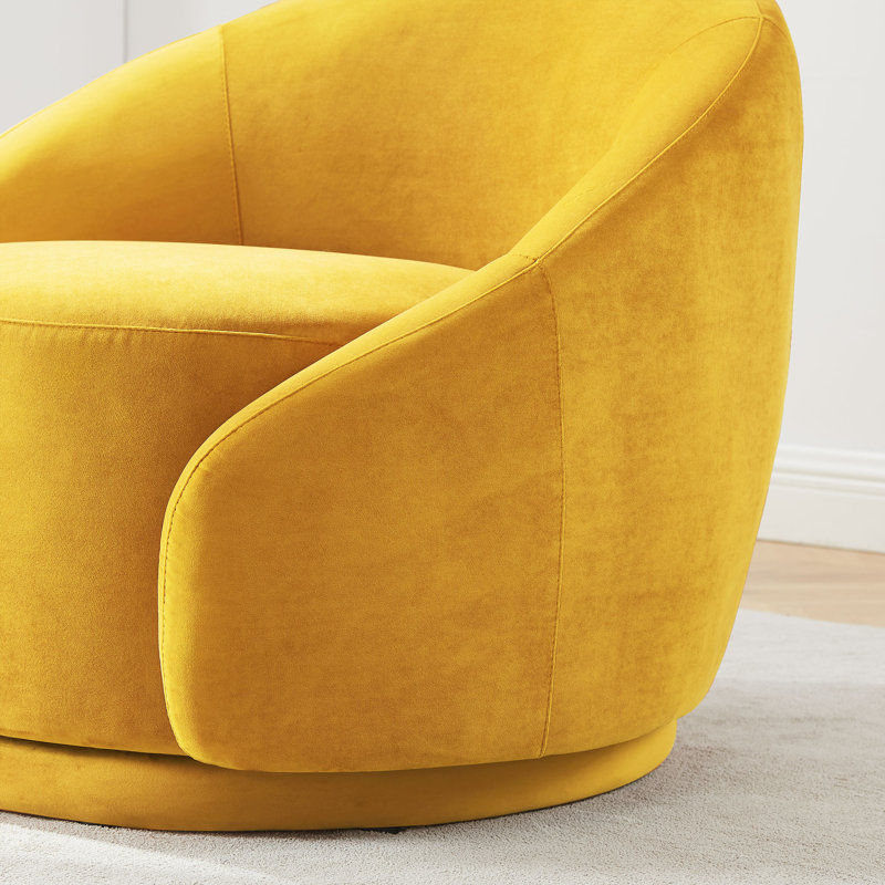 Fauteuil pivotant large de 34,2 po Frieson, Velours jaune