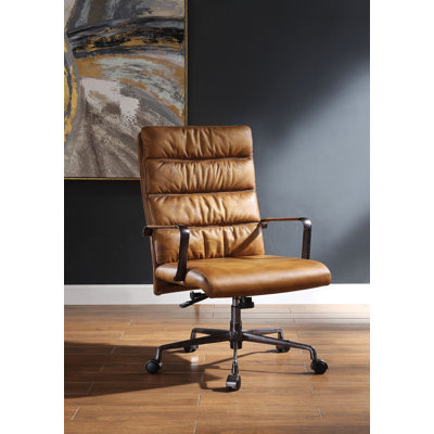 Chaise de bureau, cuir fleur Loritta