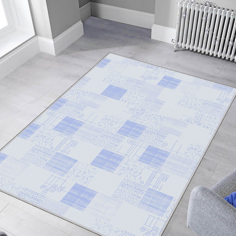 Premium Woven Area Rug, 5.9 x 9.2 Feet, 100% Polyester, 8 mm Pile Height | Antibacterial, Non-Slip PVC Felt Dot Underside | Machine Washable, 3D Digital Printed Design | Perfect for Living Room & Bedroom Decor