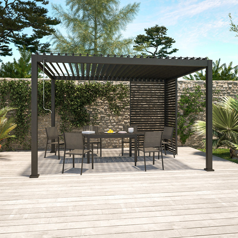 Mirajane 130cm Aluminium Pergola Shutter, 238cm H x 123cm W x 6cm D