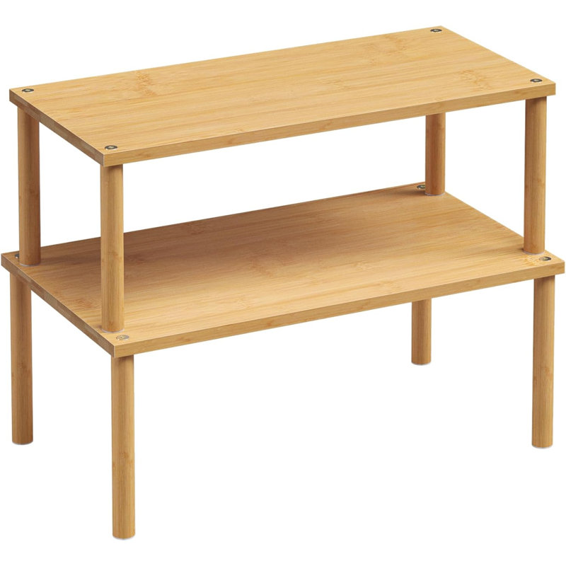 Stackable Bamboo Spice Storage Rack with Reinforced Round Support Bars