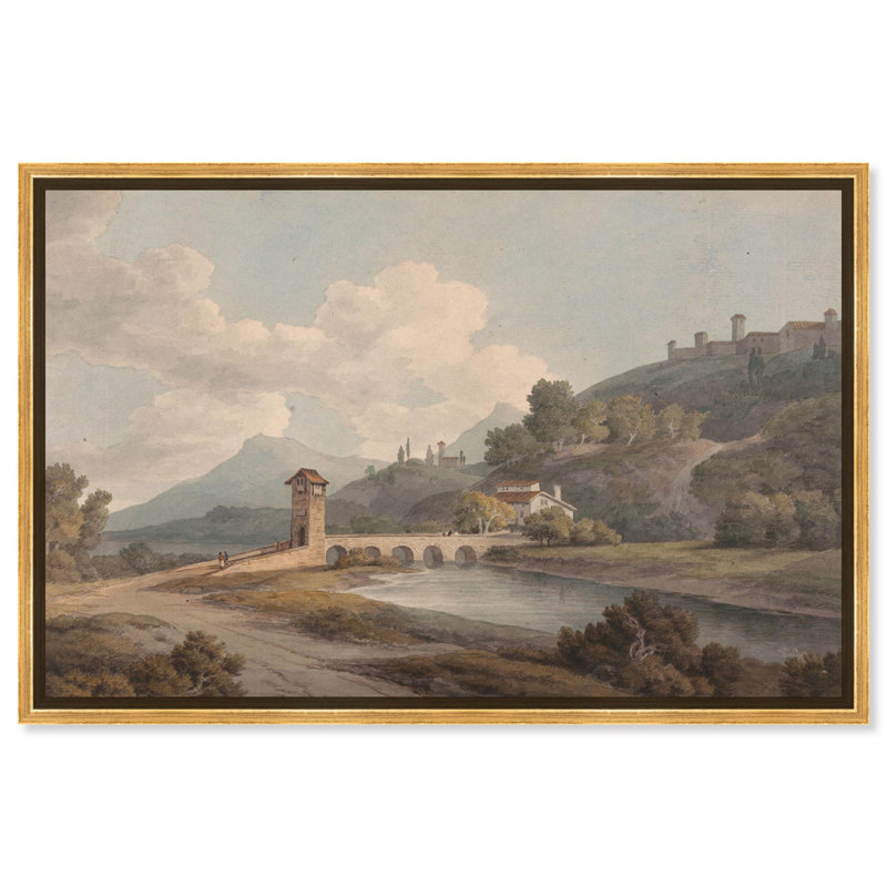 Art moderne sur toile Modern Bridge at Narni par Art Remedy, Cadre doré, H 11 po x l 16 po