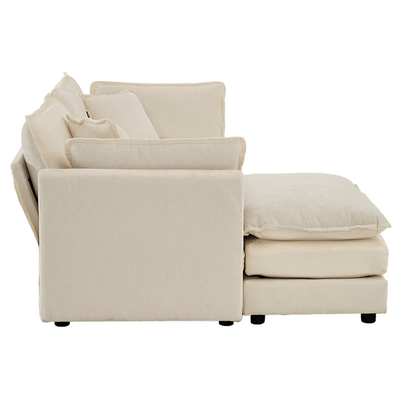Chenille avec structure en bois massif beige, tissu respirant, assise confortable, structure et revêtement confortable