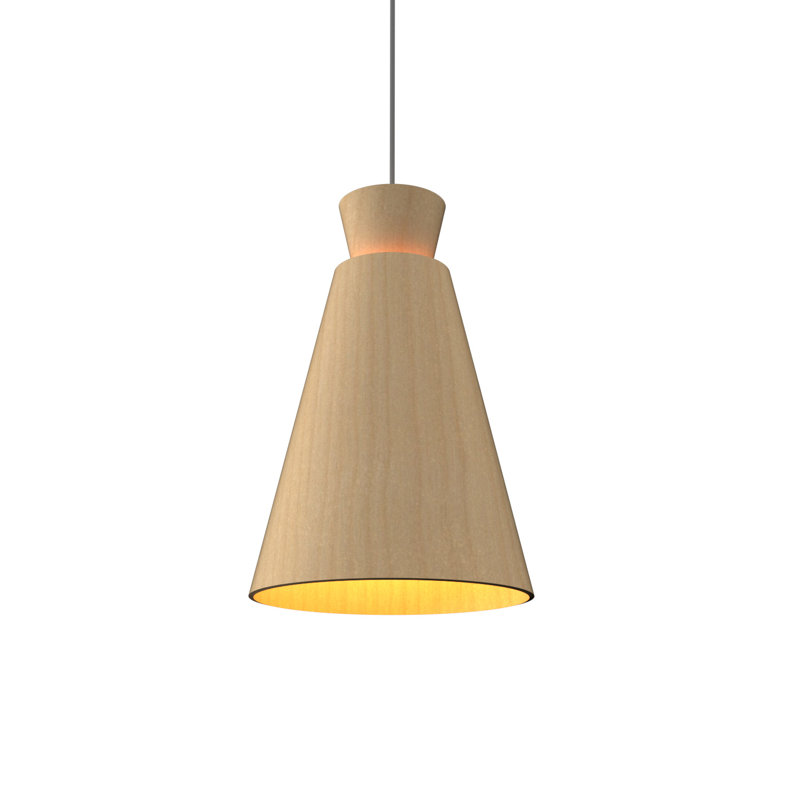 Luminaire suspendu simple à 1 lumière Conical, Érable