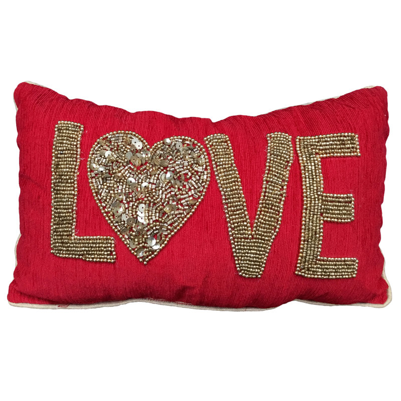 Rectangular Cushion, Red/Love