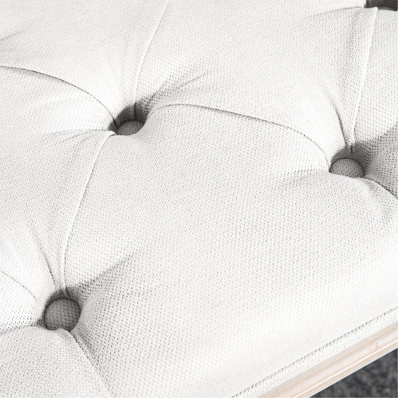 Upholstered Bedroom Seat, 32" Cream White With Soft Padding And Classic Design Bed End Bench, Fabric Stable Construction