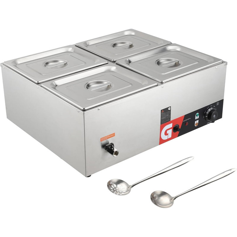 Chauffe-plat commercial à 4 plaques 4 x 10,5 pte, table à vapeur en acier inoxydable 1200 W 86-185 ° F pour les restaurants