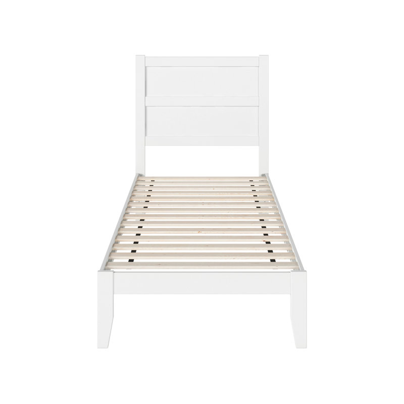  Teo Solid Wood Platform Bed, Twin XL, White