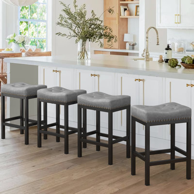 Musson Upholstered Counter Stool with Iron Frame