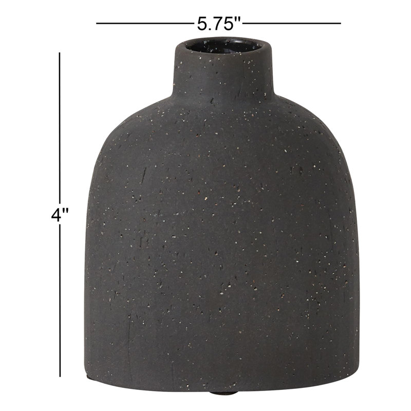 Vase de table en céramique Abie, Noir, H 4 po x l 5,75 po x P 2,5 po