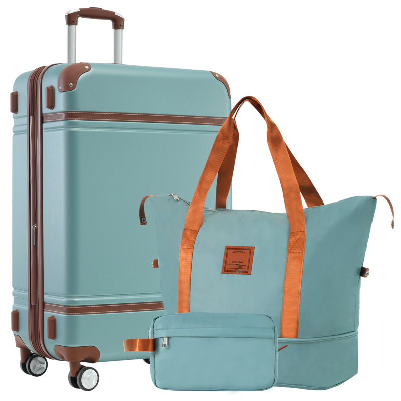 Ensembles de valises rigides avec sacs Valise légère à roulettes doubles avec verrou TSA, valise rétro simple 28 po