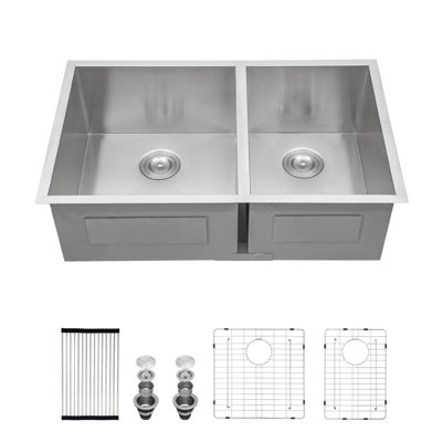 29 " L Undermount Double Bowl Stainless Steel Kitchen Sink
