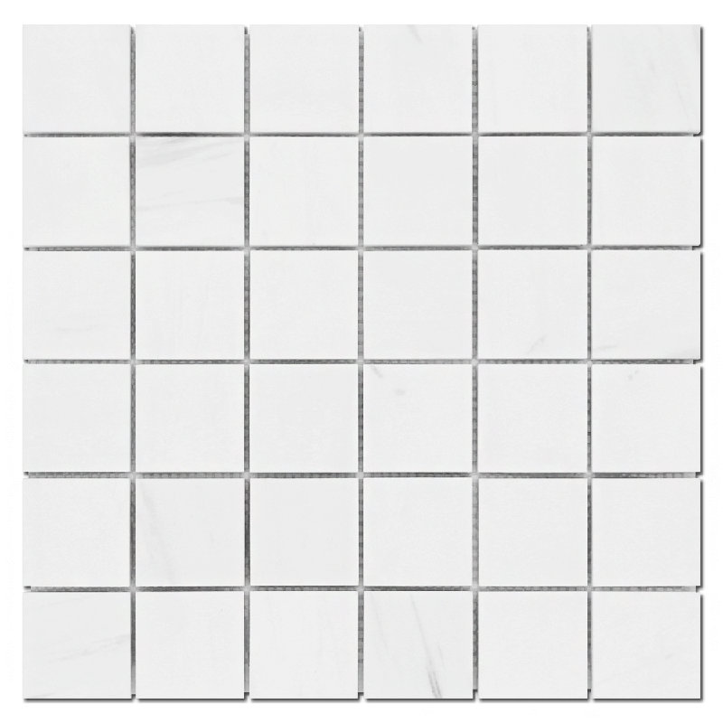 Honed 2" x 2" Marble Grid Mosaic Wall & Floor Tile, Bianco Dolomite