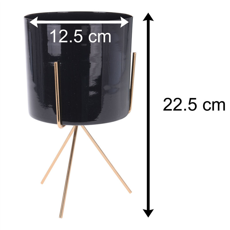 Allare Metal Cachepot, Black, 22cm H x 12cm W x 12cm D