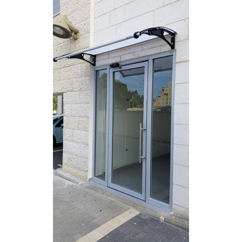 1.2m Width x 0.65m Depth Door Canopy Grey-Bracket Clear-Sheet