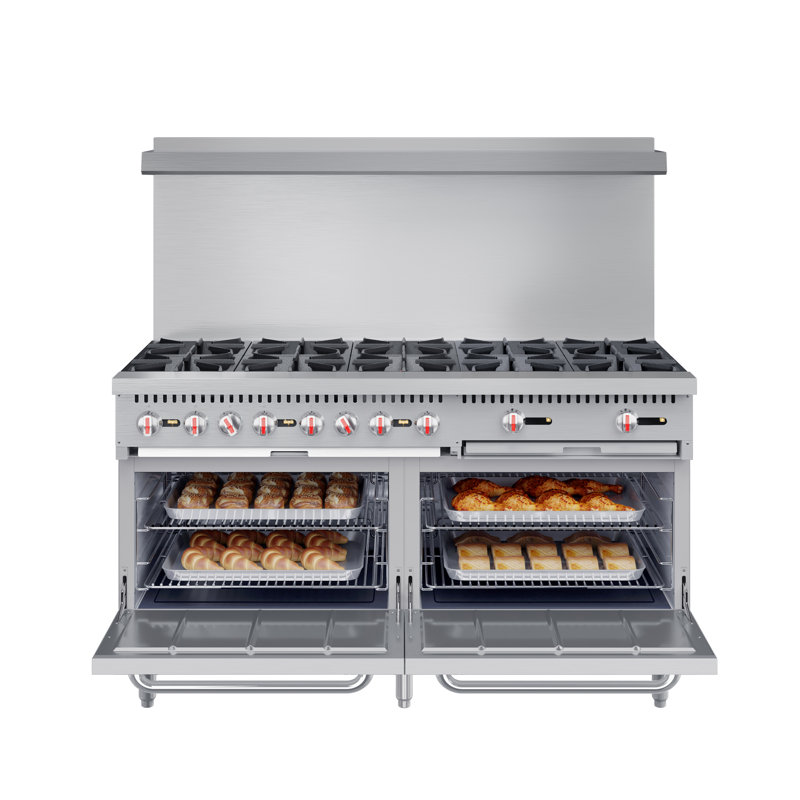 Cuisinière au gaz naturel commerciale à 60 brûleurs de 60 po en acier inoxydable (km-CR60-NG), Propane