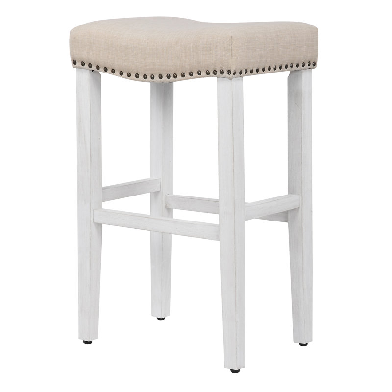 Tabouret de bar et de comptoir Jameson (ensemble de 2), Tabouret de bar (siège d'une hauteur de 29 po), Blanc / beige, 2