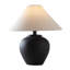 Lampe de table rustique en céramique noire avec abat-jour en lin, lampe de chevet de style campagnard avec ampoule à DEL gratuite, lampe de table de chevet confortable pour le vestibule de la chambre-1024856912