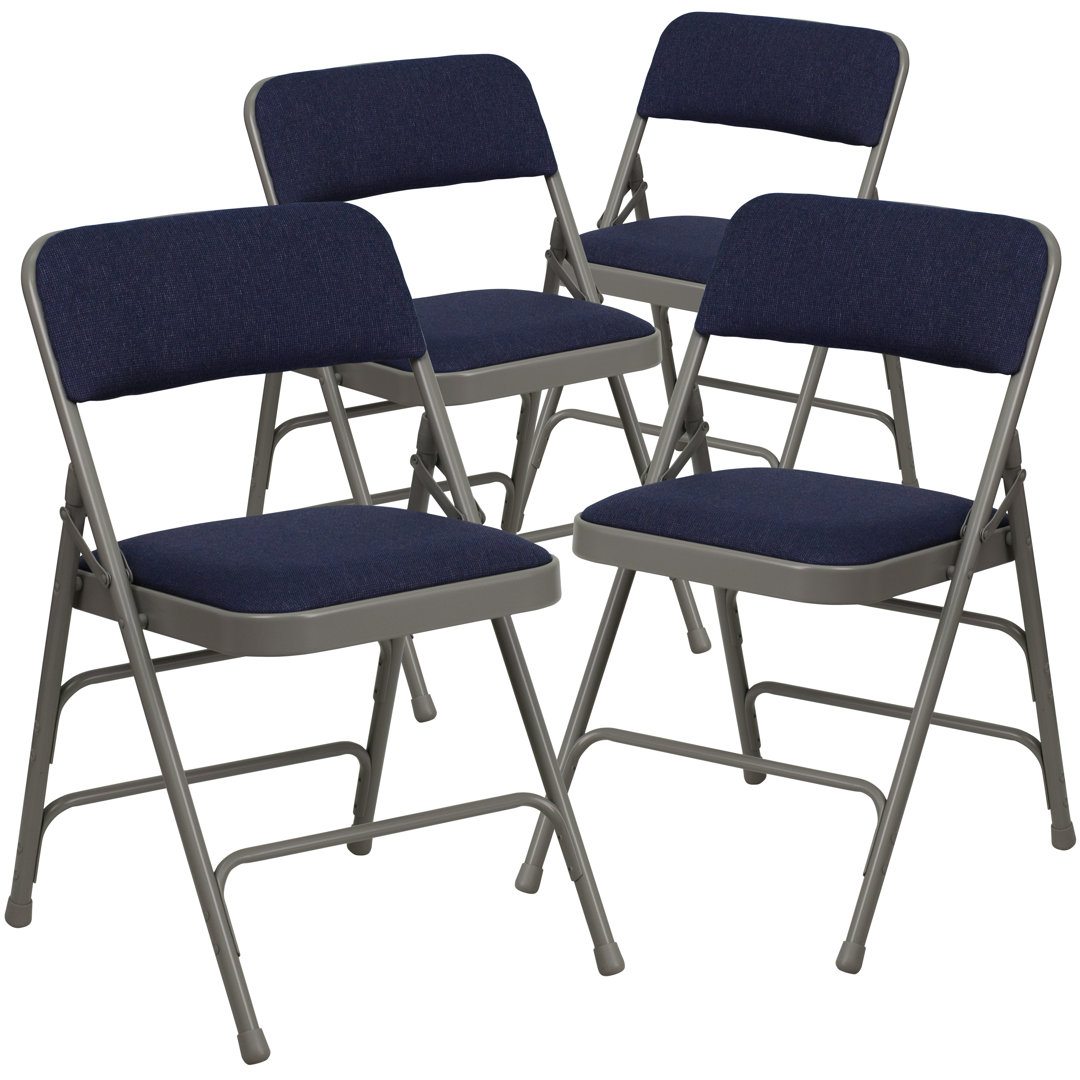 Oliverson Metal Folding Chairs with Cushioned Seats (Set of 4) Inbox Zero 