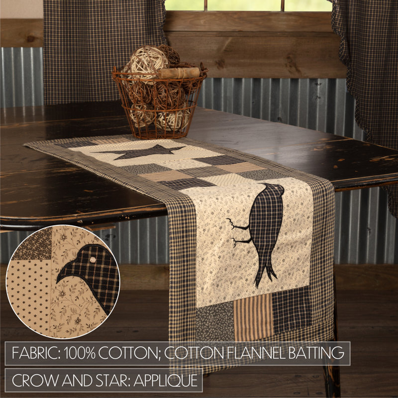 Kettle Grove Crow and Star Runner 100% Cotton Table Runner, 13'' W x 36'' L