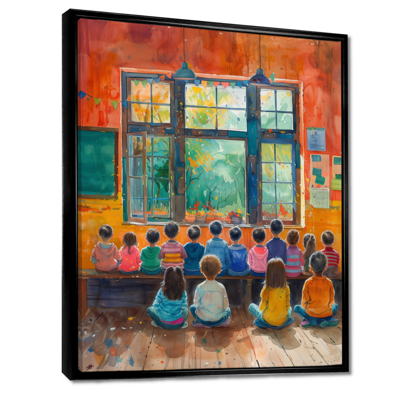 Impression d'art mural orange et bleu Creative Classroom School II - Écoles, H 40 po x l 30 po x P 1,5 po