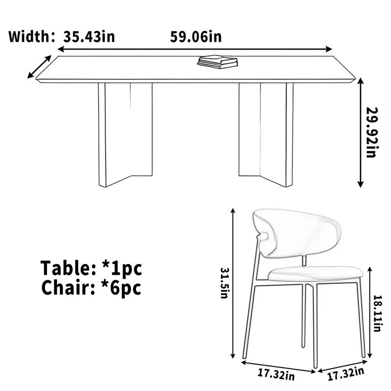 Solid wood dining table rectangular black walnut, 29.92"H x 59.06"L x 35.43"W